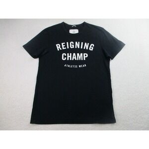 Reigning Champ T Shirt Mens Small Black Short Sleeve Workout‎ Exercise Spellout